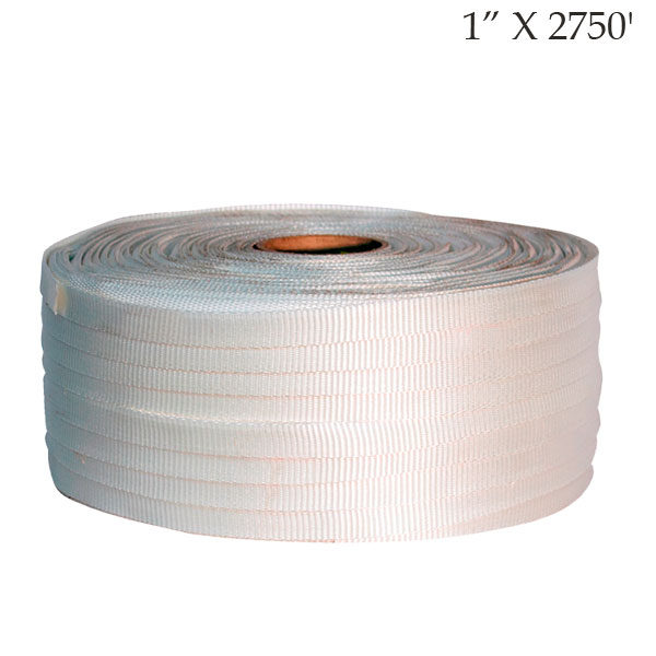 Heavy Duty Polyester Cord Strapping White 1” X 2750' Tensile Strength 2750LB