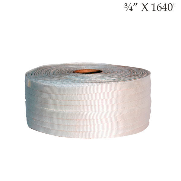 Woven Polyester Cord Strapping White ¾” X 1640' Tensile Strength 1830LB