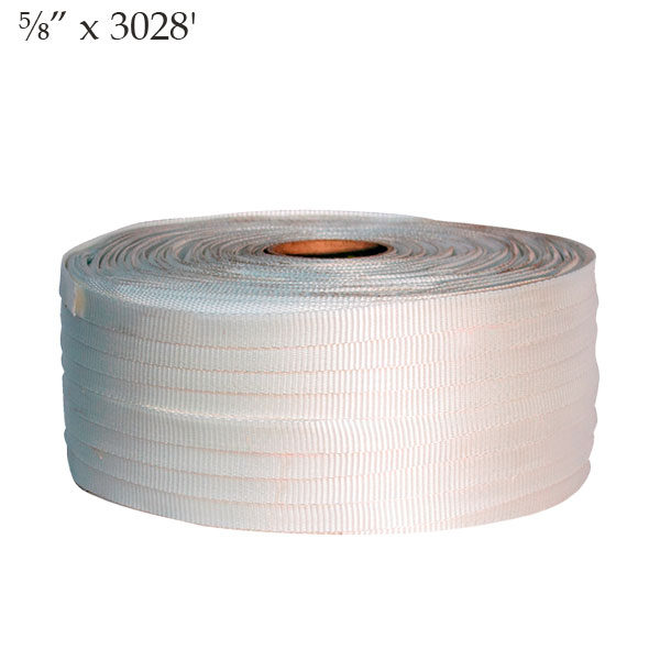 Woven Polyester Cord Strapping White ⅝” x 3028' Tensile Strength 771LB