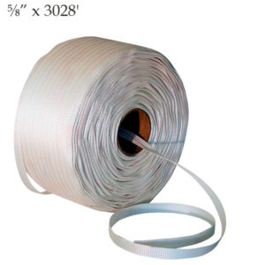 Woven Polyester Cord Strapping White ⅝” x 3028' Tensile Strength 771LB