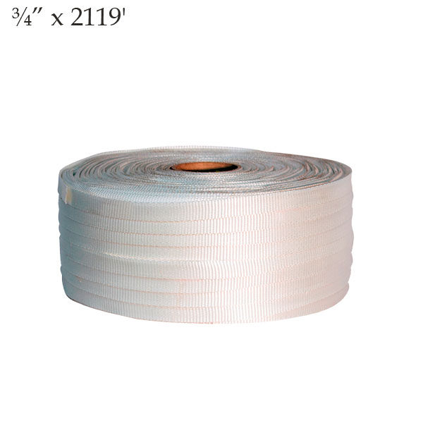 Woven Polyester Cord Strapping White ¾” x 2119' Tensile Strength 992LB